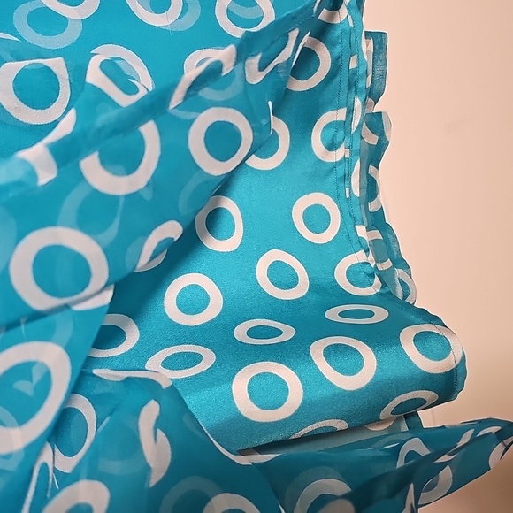 Esperanto Tourquise Circle Patterned Women's 100% Silk Pleated Skirt XS - Picture 4 of 6